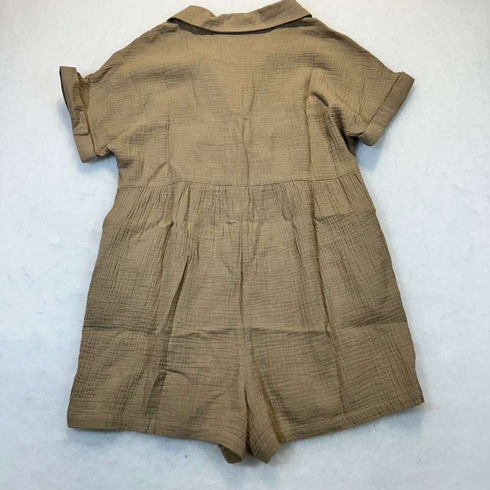 Altar'd State Womens Small Brown Gauze Button Front Romper Short Sleeve Boho - Picture 6 of 7